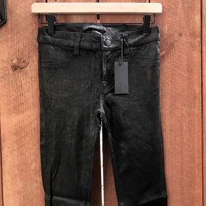 J Brand Black Leather pants, mid-rise, skinny fit